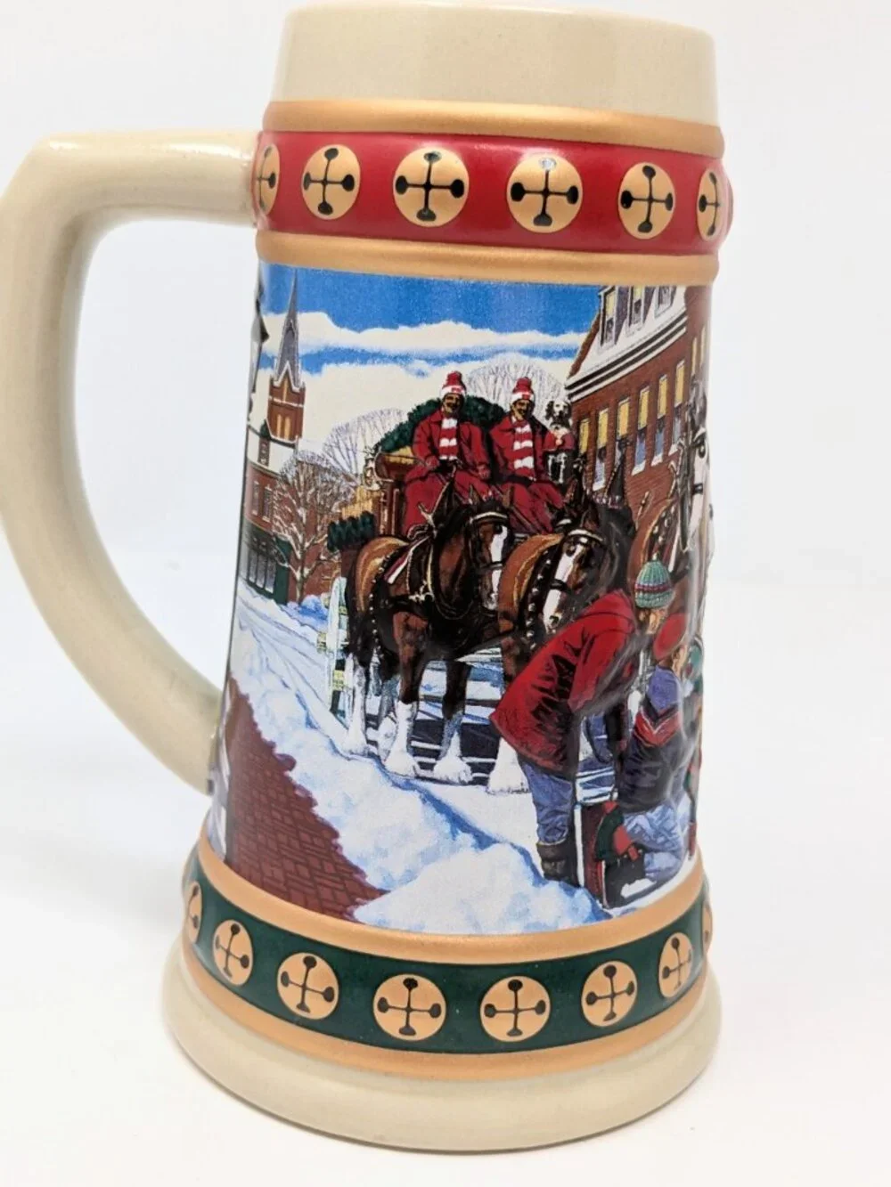 Budweiser Holiday Stein Collection 1994 Hometown Holiday Clydesdale Beer Mug